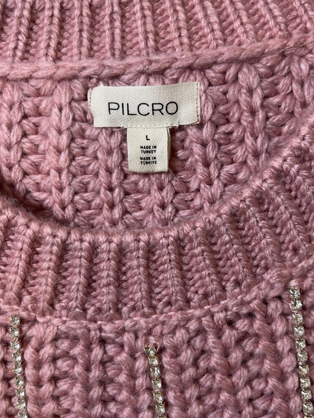 NWT Anthropologie Pilcro Metallic Sweater Vest Pink L. MSRP $118 - Picture 5 of 9